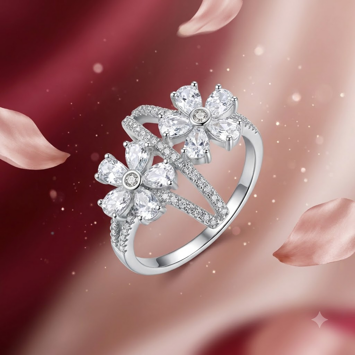 Twin Flora Split Band Ring