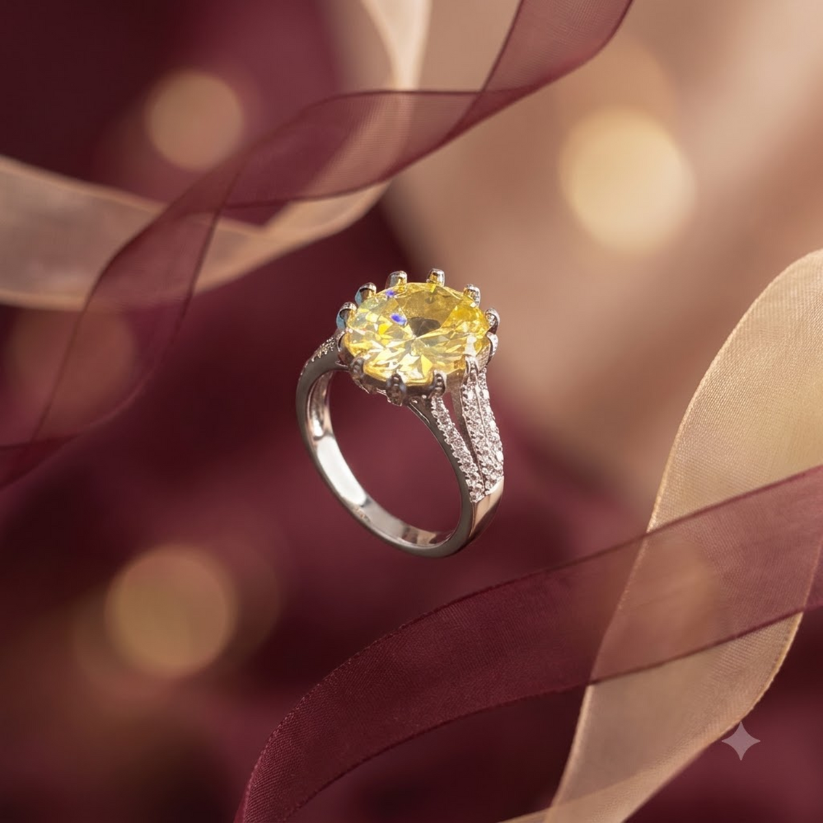 Helios Yellow Solitaire Cocktail Ring