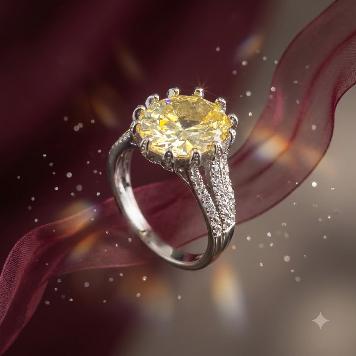 Helios Yellow Solitaire Cocktail Ring