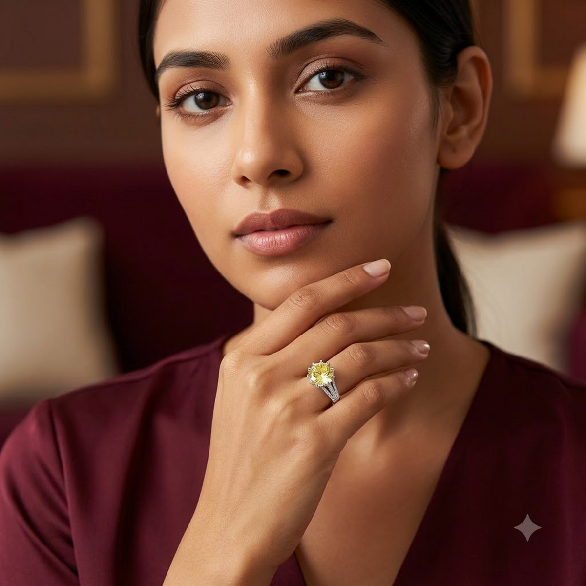 Helios Yellow Solitaire Cocktail Ring