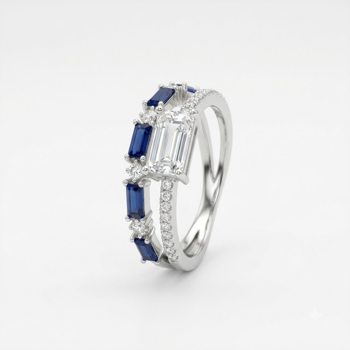 Emerald-Cut Sapphire Baguette Stack Ring