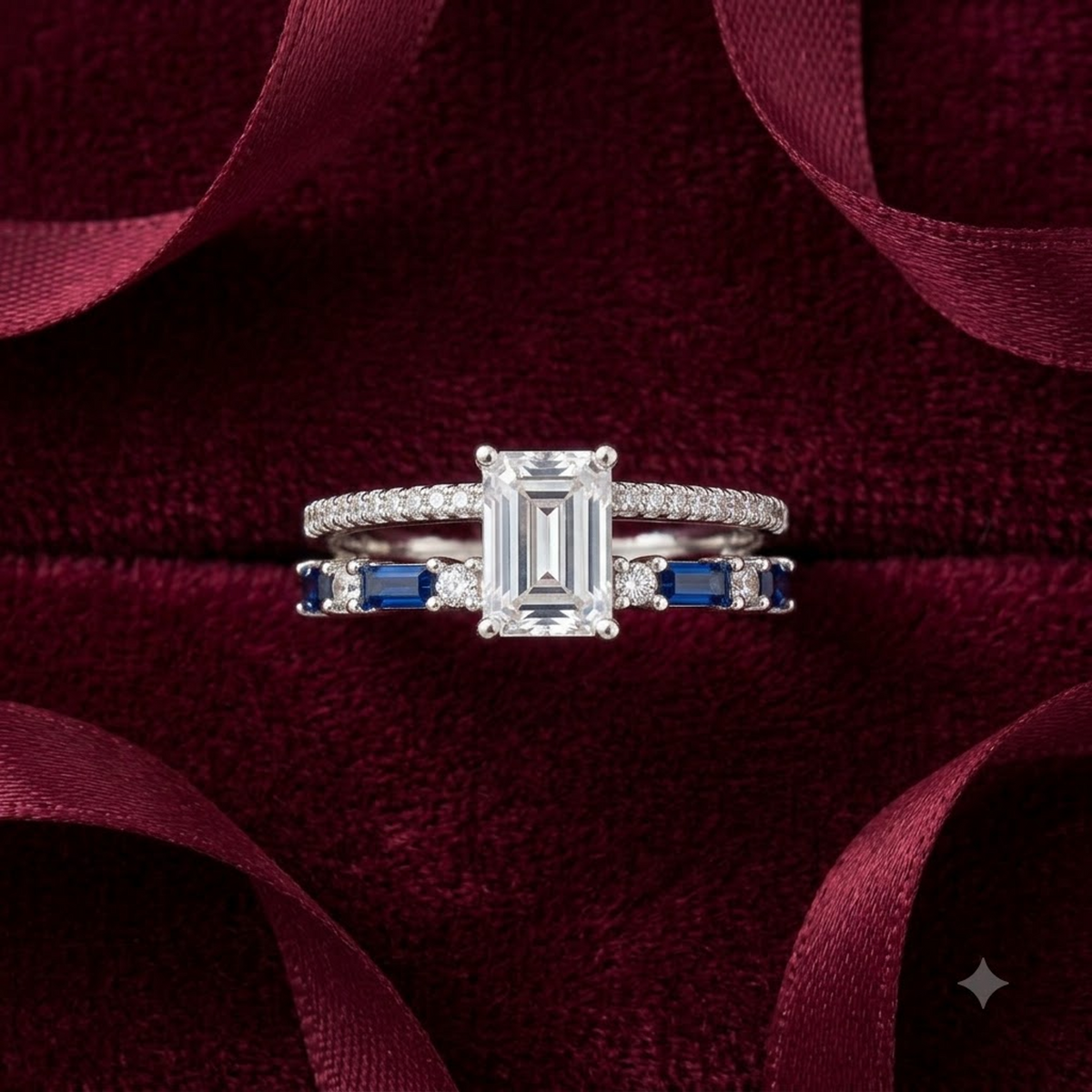 Emerald-Cut Sapphire Baguette Stack Ring