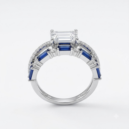 Emerald-Cut Sapphire Baguette Stack Ring
