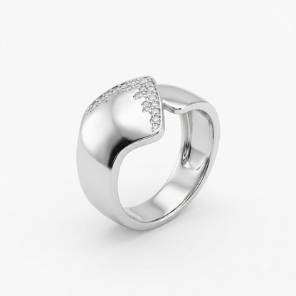 Curved Geometric Shield Ring