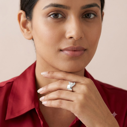 Curved Geometric Shield Ring