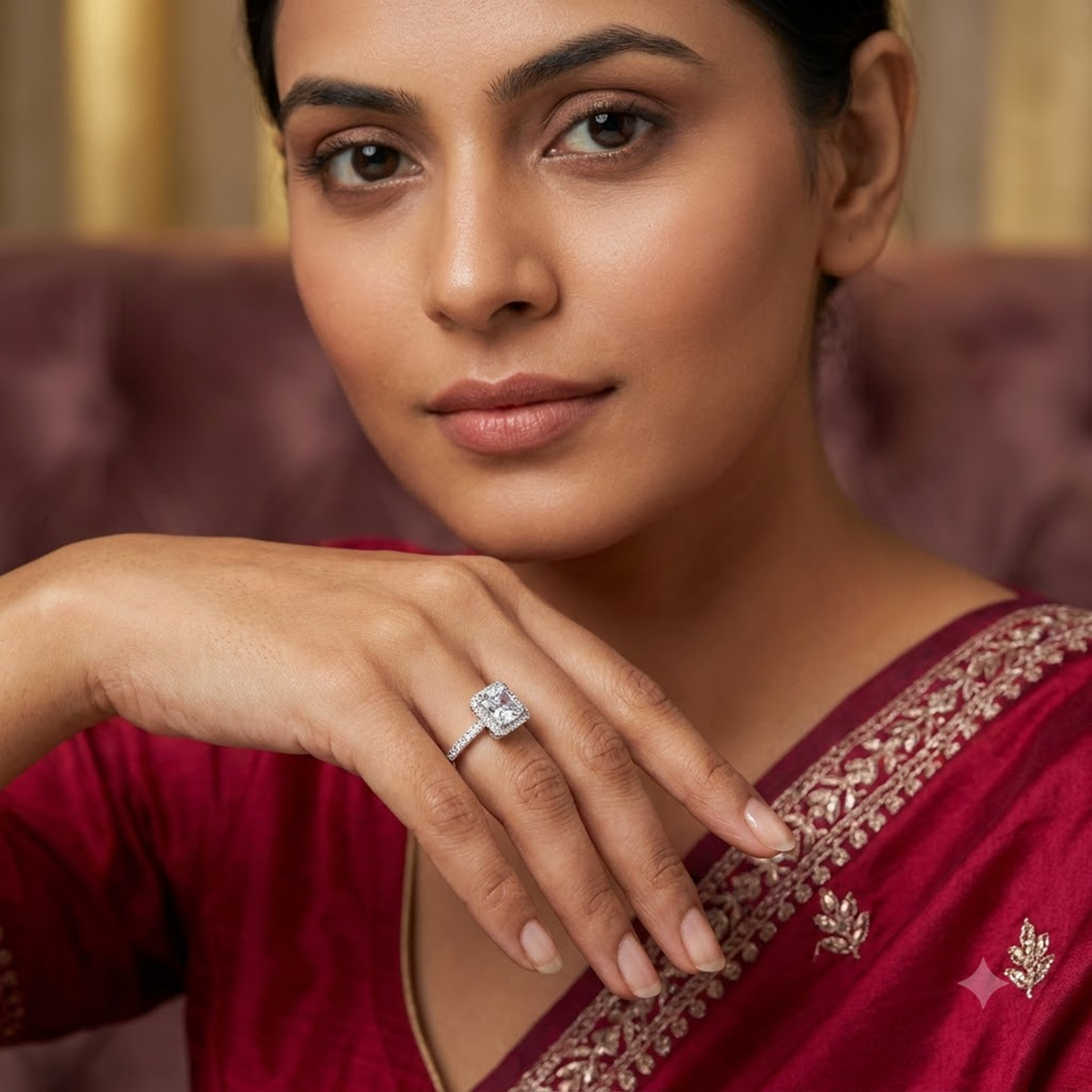 The Princess Halo Solitaire Ring