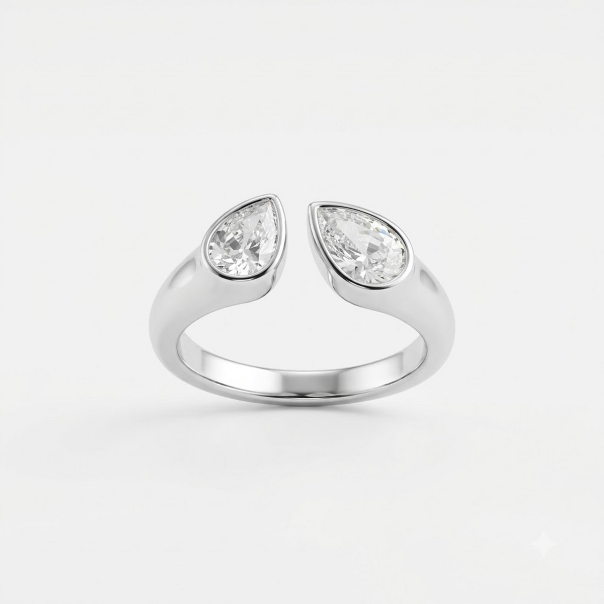 Dual Pear Bezel Open Ring