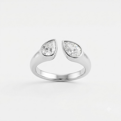Dual Pear Bezel Open Ring