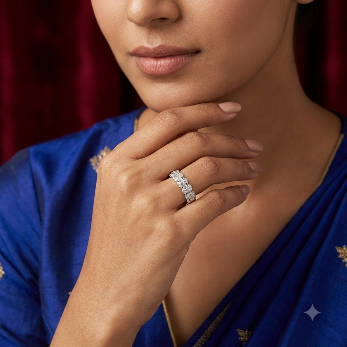 The Scalloped Baguette Eternity Band