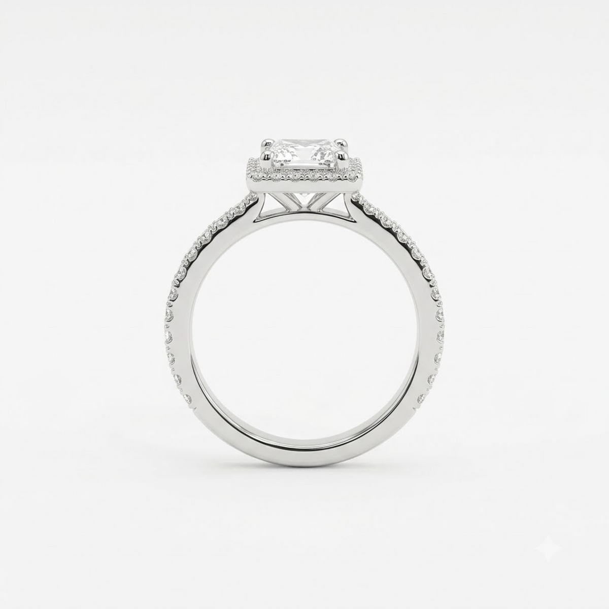 The Princess Halo Solitaire Ring