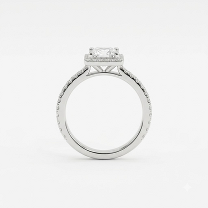 The Princess Halo Solitaire Ring