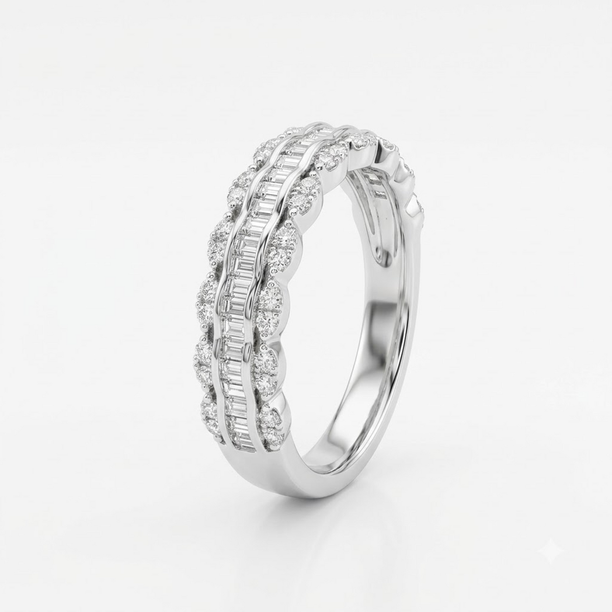 The Scalloped Baguette Eternity Band