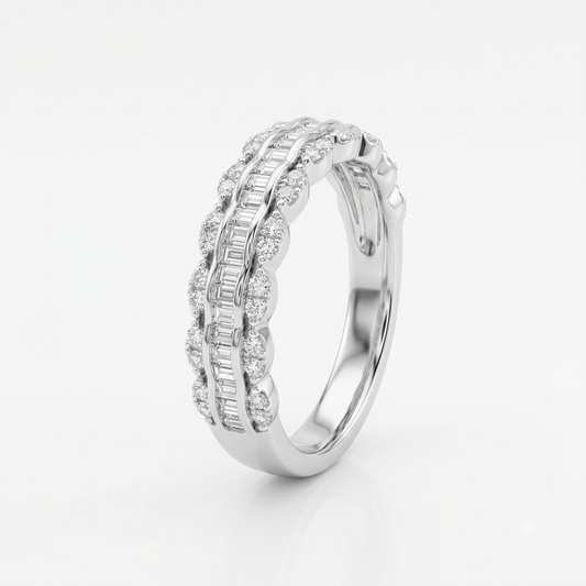 The Scalloped Baguette Eternity Band