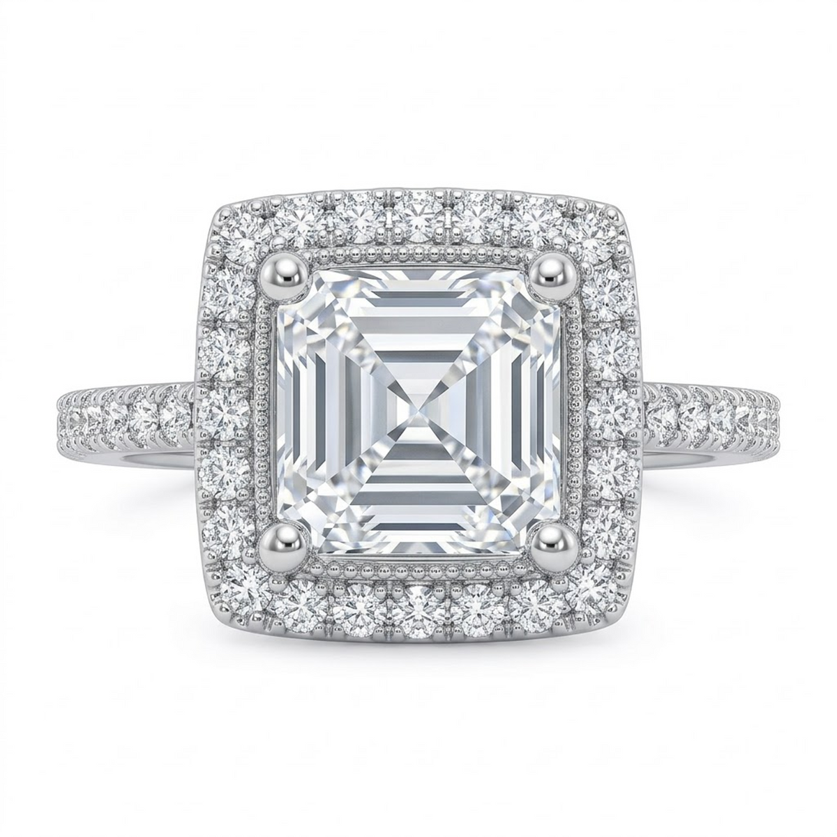 The Princess Halo Solitaire Ring