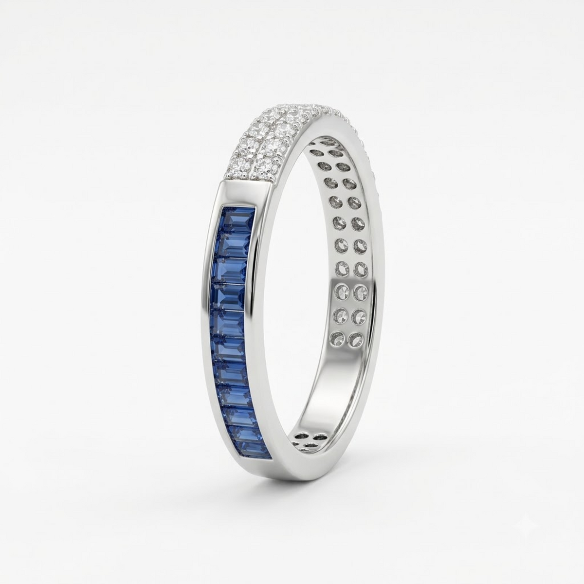 Half-and-Half Channel-Set Sapphire