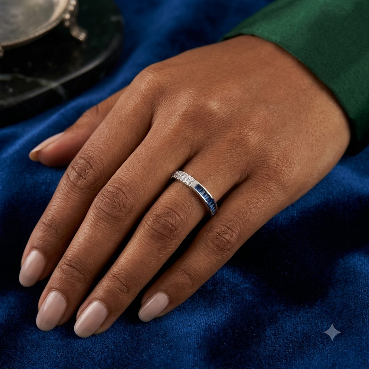 Half-and-Half Channel-Set Sapphire