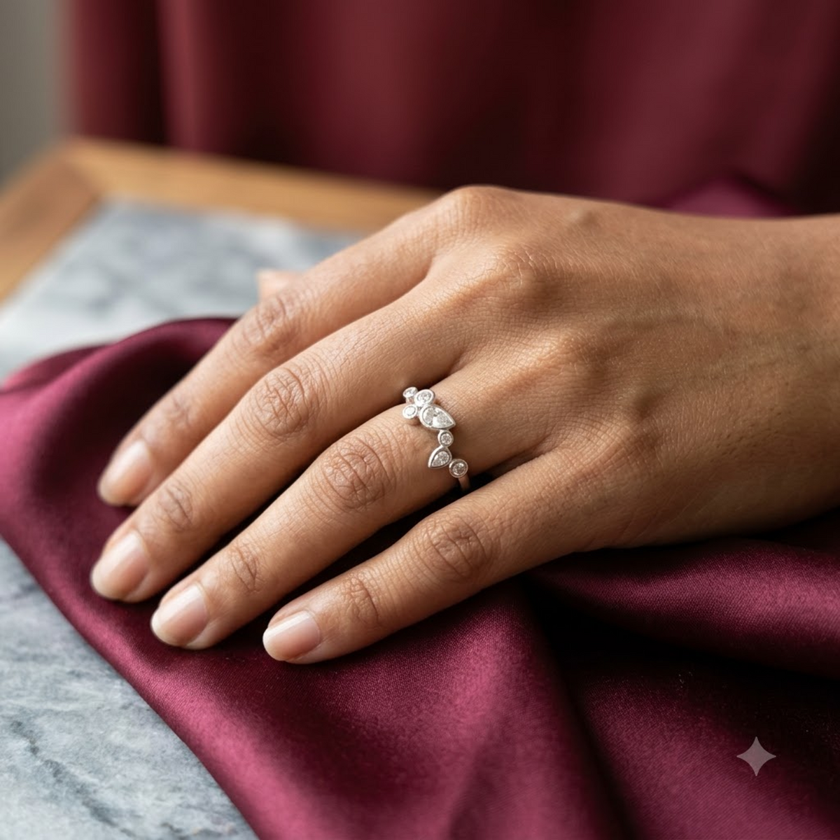 Bezel Scatter Cluster Ring
