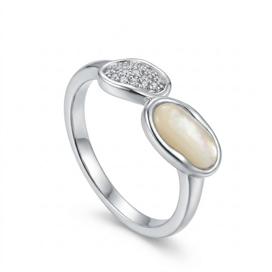 Dual Pebble Mother-of-Pearl Ring