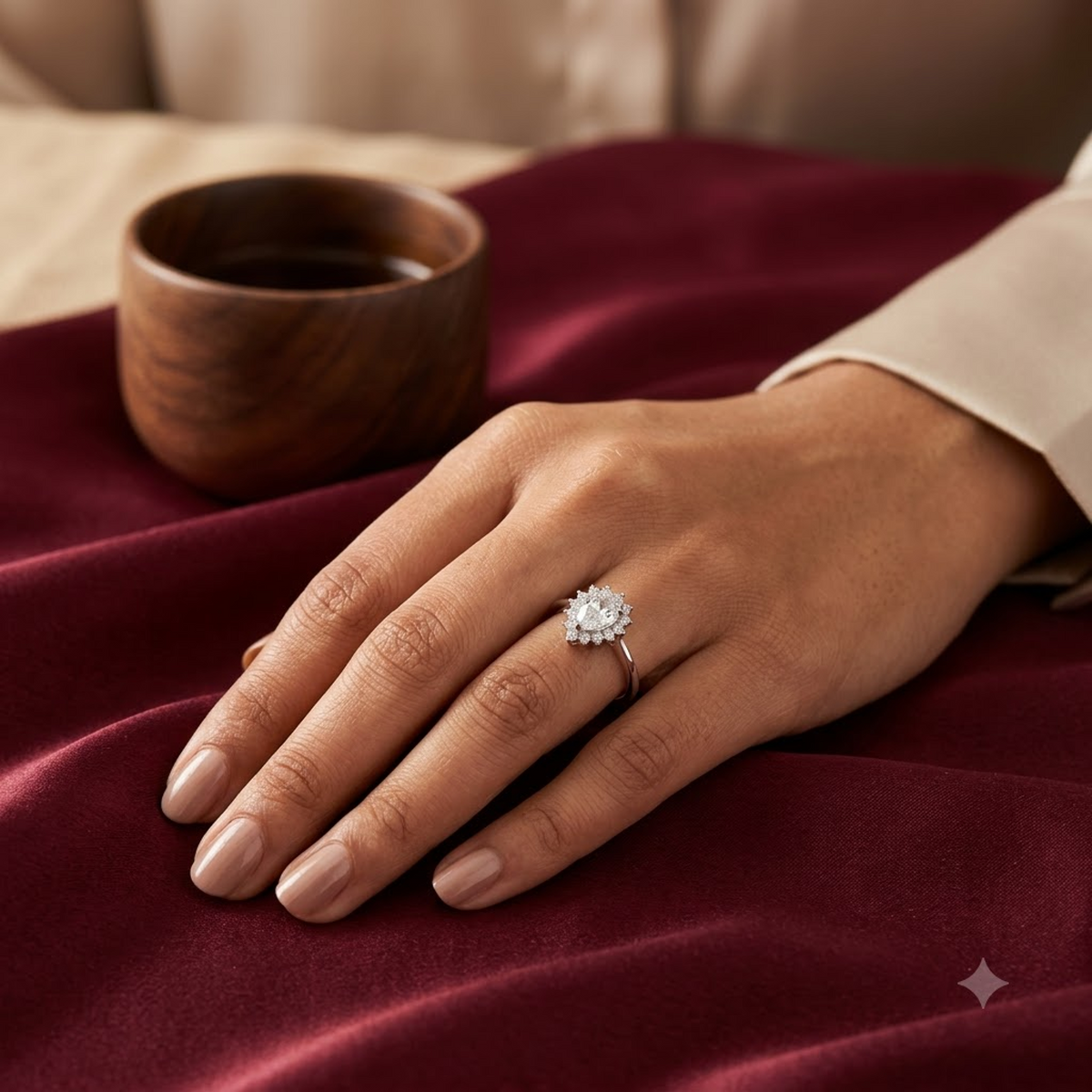 Teardrop Tiara Pear Halo Ring