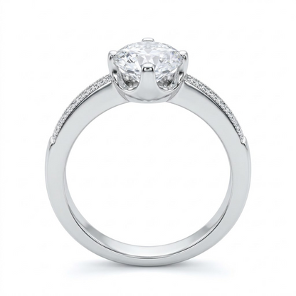 Classic Solitaire Pave Band Ring