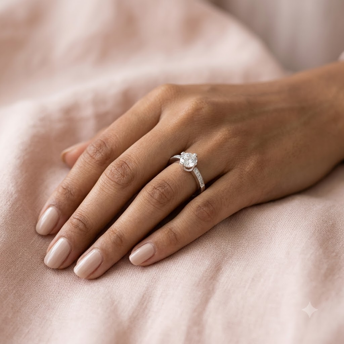 Classic Solitaire Pave Band Ring