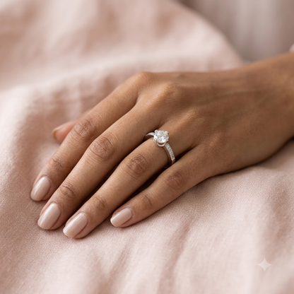 Classic Solitaire Pave Band Ring