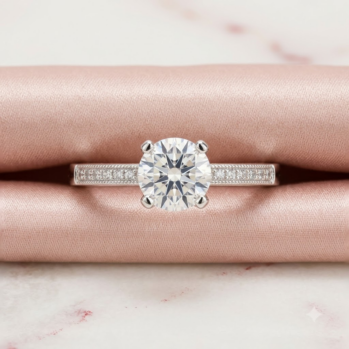 Classic Solitaire Pave Band Ring