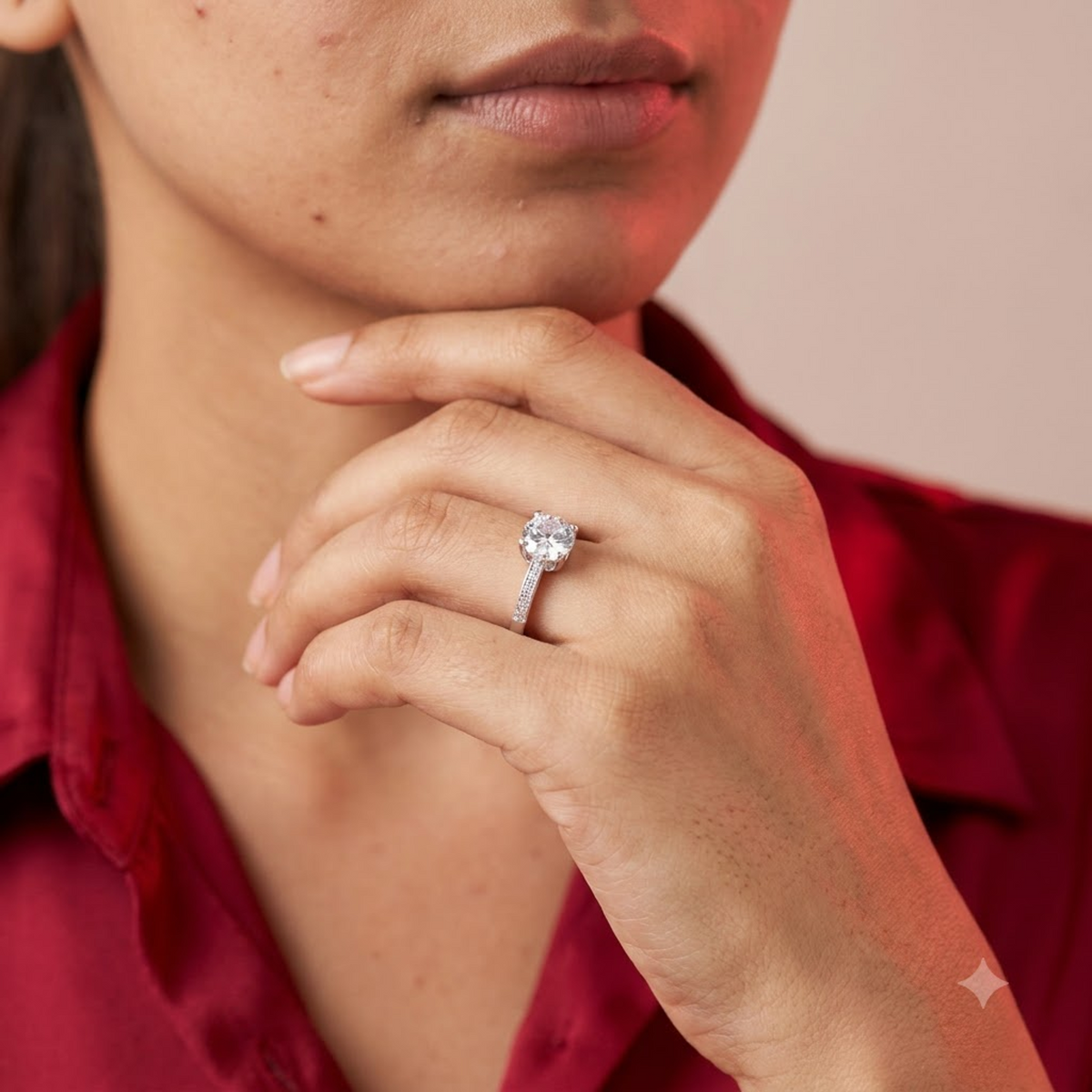Classic Solitaire Pave Band Ring