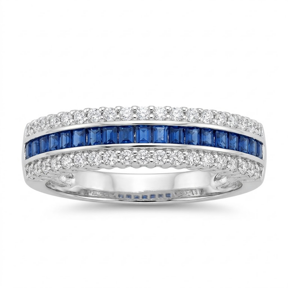 Triple-Row Channel-Set Sapphire Ring