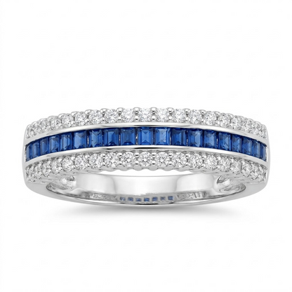 Triple-Row Channel-Set Sapphire Ring