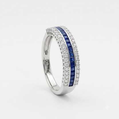 Triple-Row Channel-Set Sapphire Ring