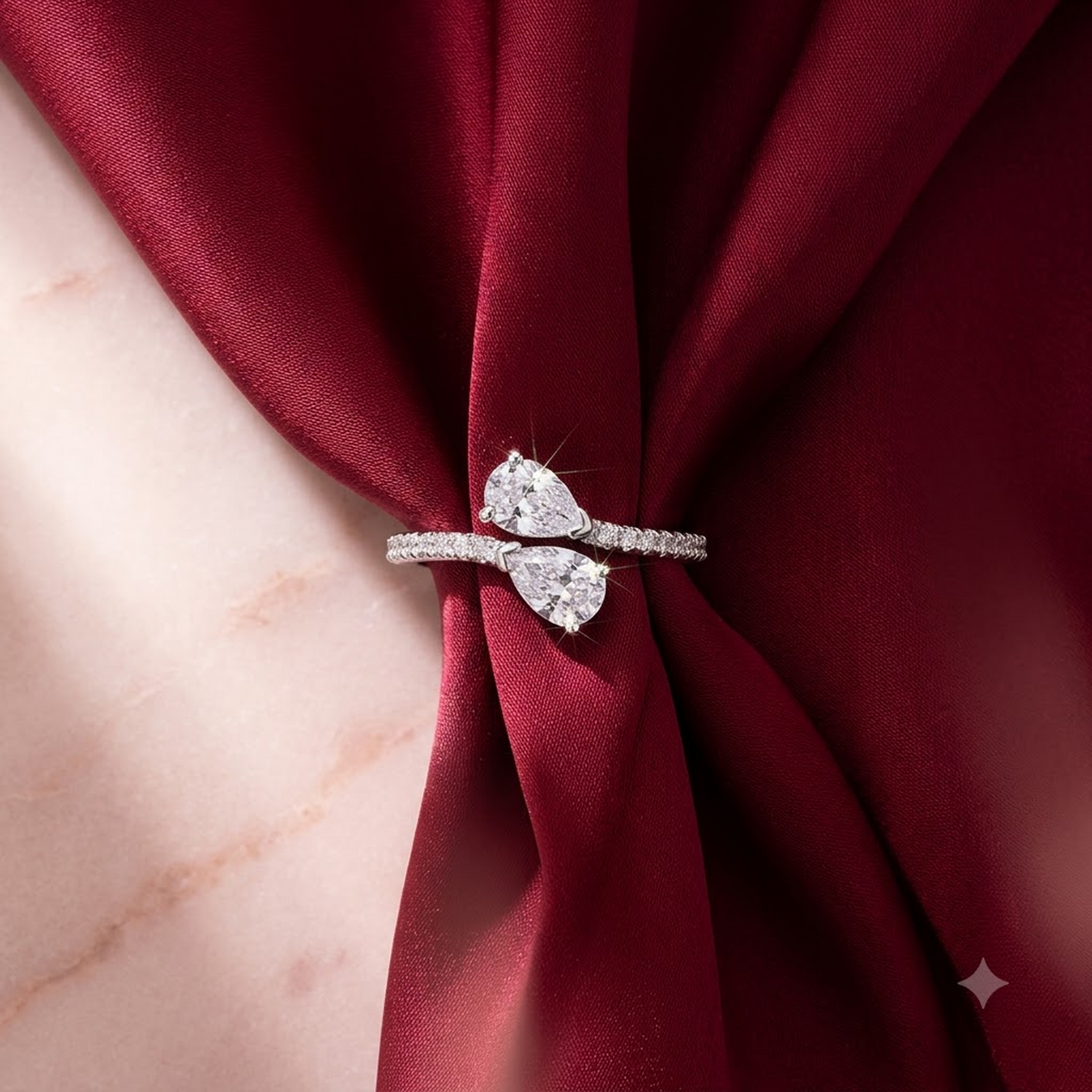 Celestial Twin Teardrop Ring