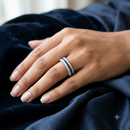 Triple-Row Channel-Set Sapphire Ring