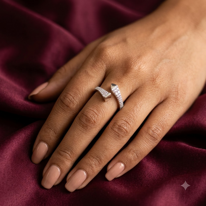 Pyramid End Open Cuff Ring