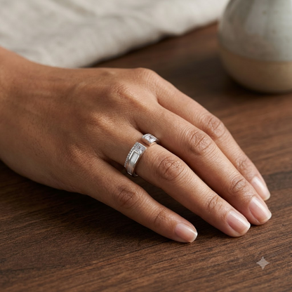 Modern Edge Baguette Open Ring