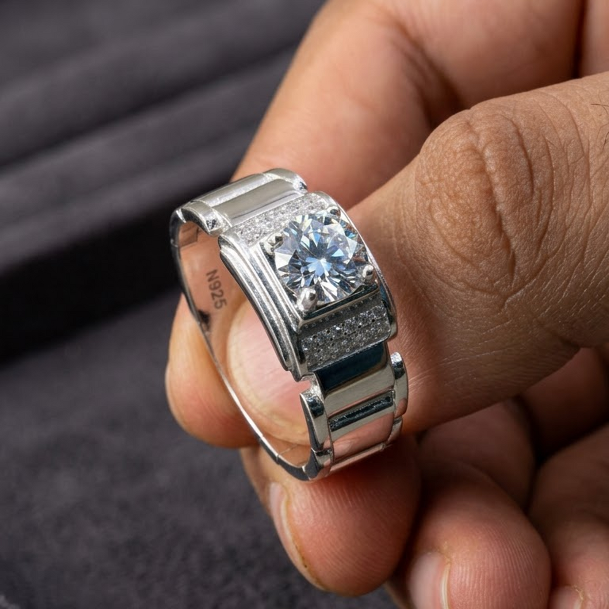 Silver Monarch Chain-Link Ring For Him