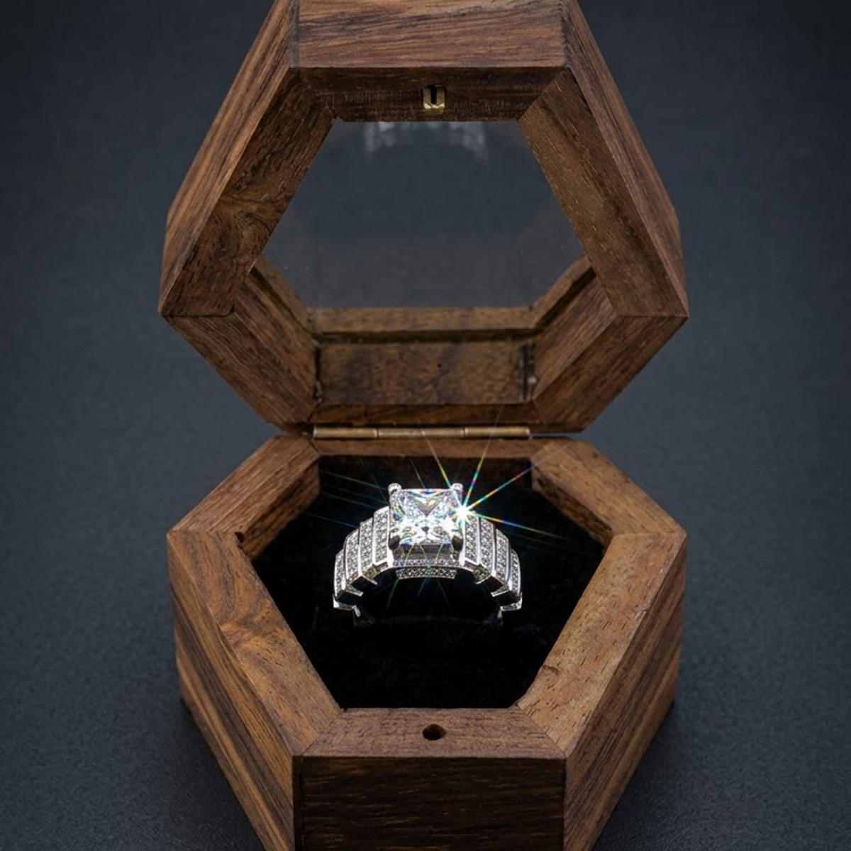 Silver Quadrant Step Ring For Him