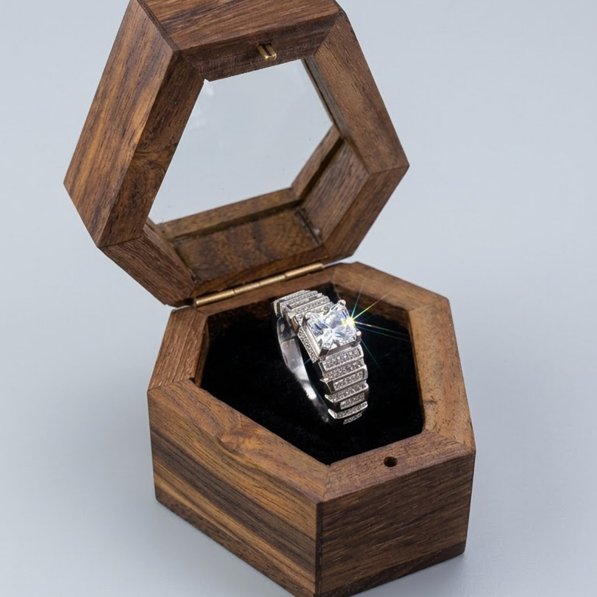 Silver Quadrant Step Ring For Him