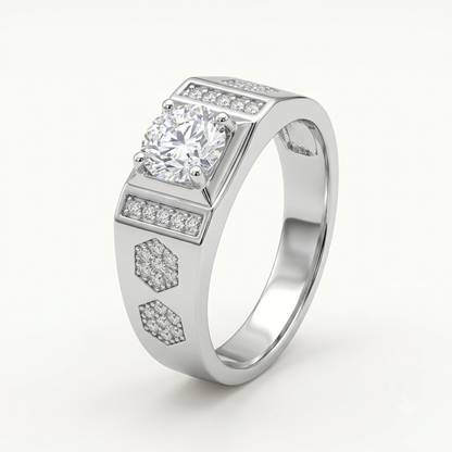 Silver Geometric Cluster Ring For Him
