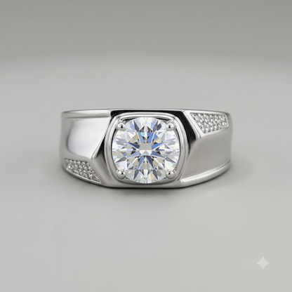 Silver Vector Edge Solitaire Ring For Him