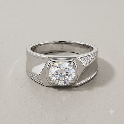 Silver Vector Edge Solitaire Ring For Him
