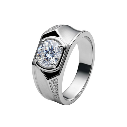 Silver Vector Edge Solitaire Ring For Him