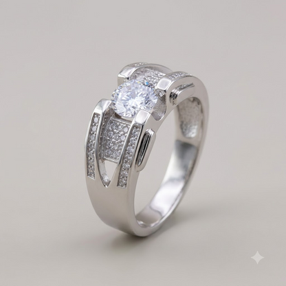 Silver Hexagon Splendor Ring For Him