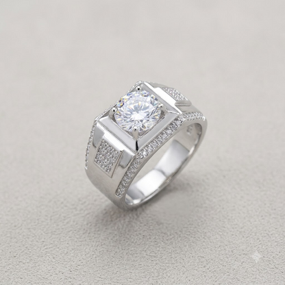 Silver Raised Panel Ring For Him