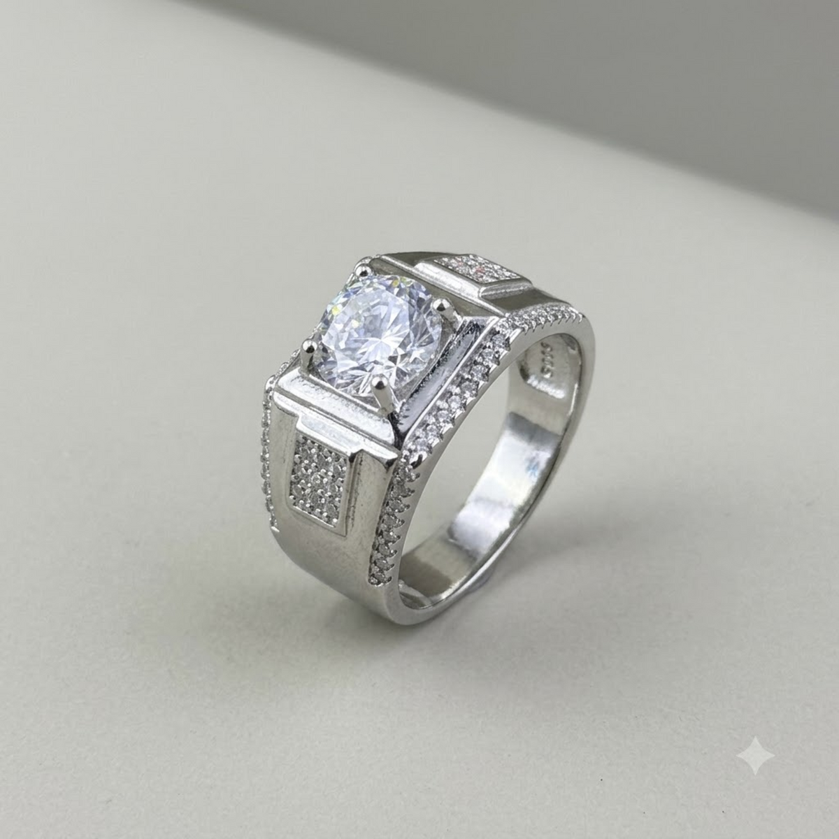 Silver Raised Panel Ring For Him
