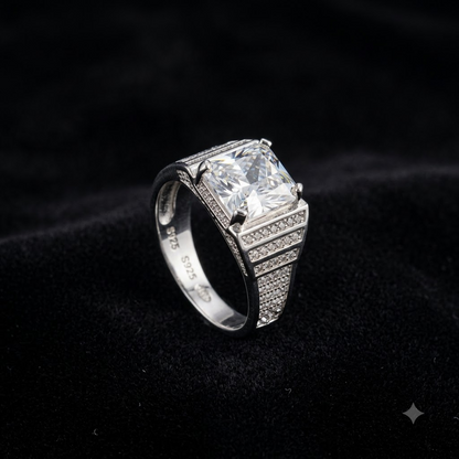 Silver Prism Cascade Ring For Him