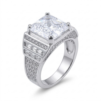 Silver Prism Cascade Ring For Him