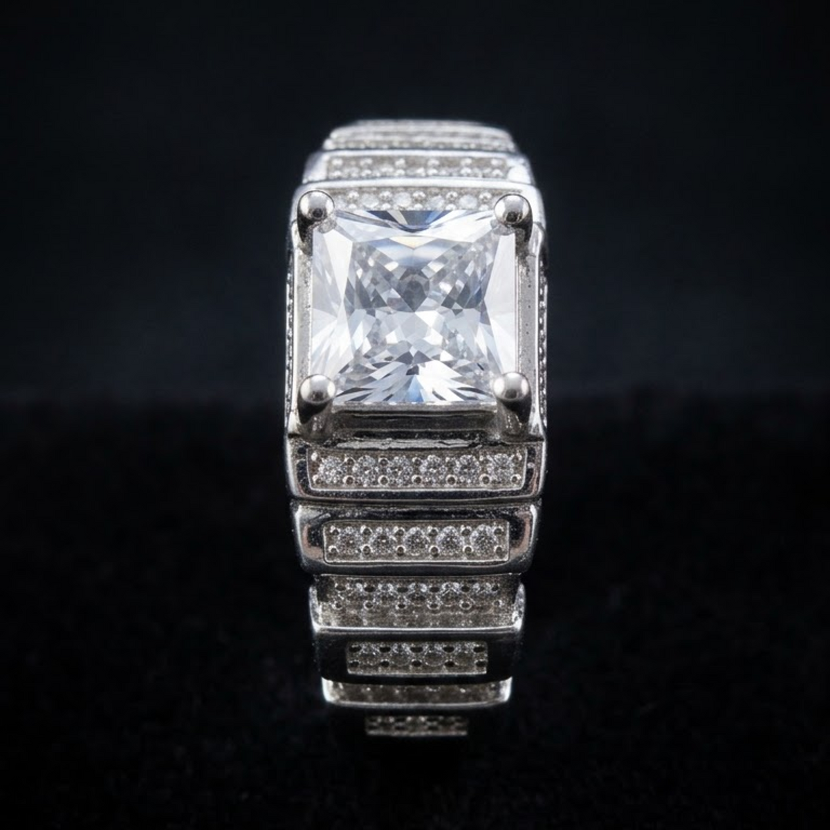 Silver Quadrant Step Ring For Him
