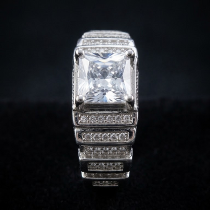Silver Quadrant Step Ring For Him