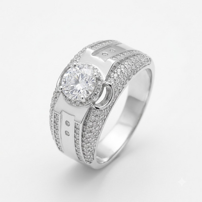 Silver Meridian Channel Ring For Him